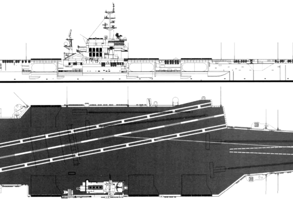 Авианосец USS CV-63 Kitty Hawk 1990 [Aircraft Carrier] - чертежи, габариты, рисунки